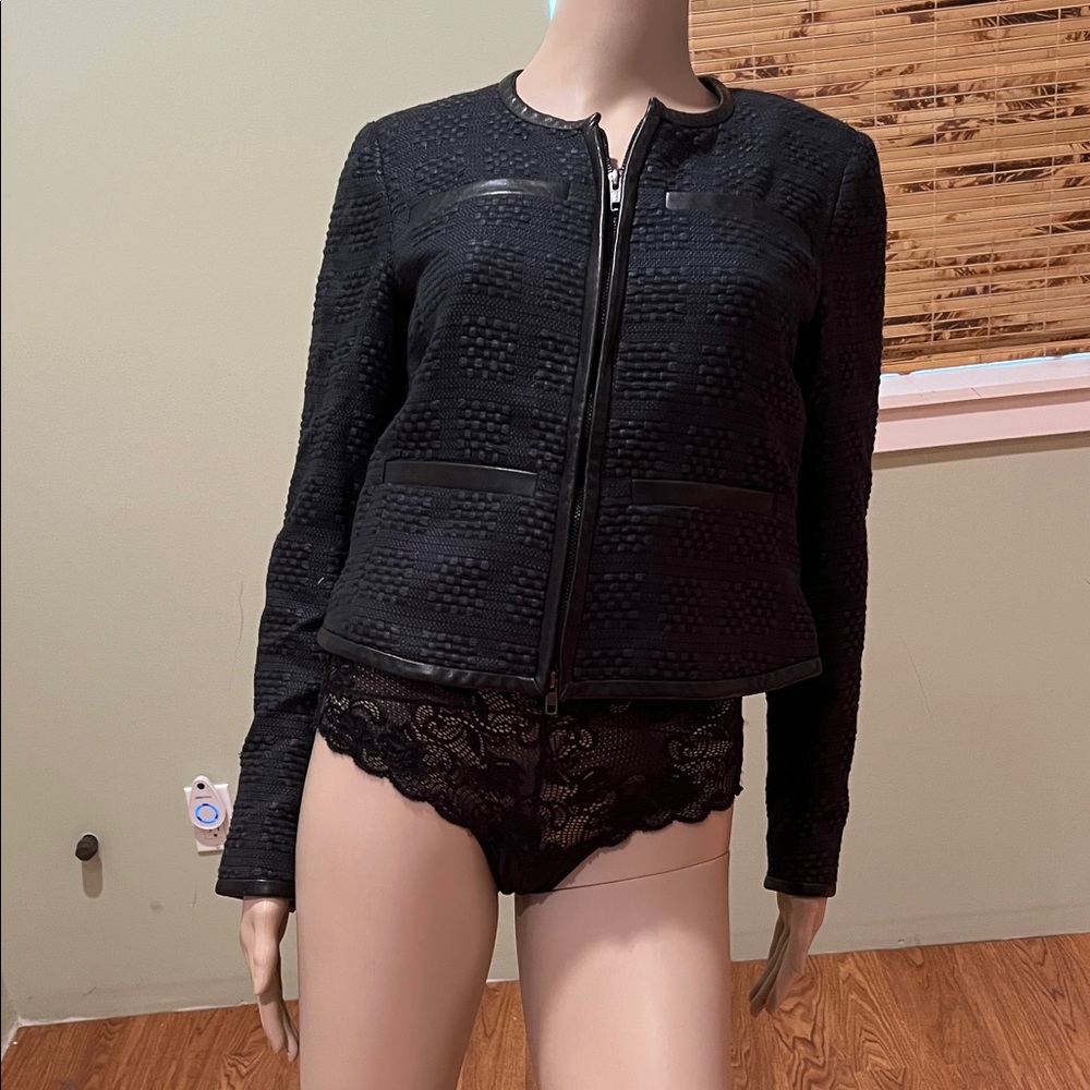 Ecru Elegant Black Women's Jacket
